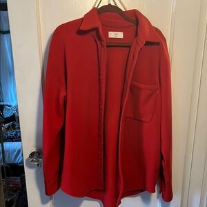 Aritzia Red Button-Up Shirt